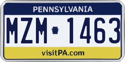 PA license plate MZM1463