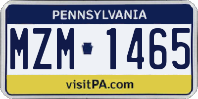 PA license plate MZM1465