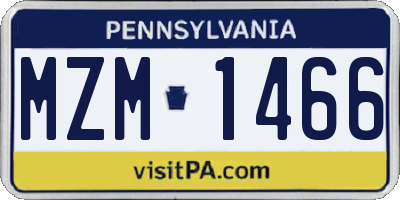 PA license plate MZM1466