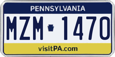 PA license plate MZM1470