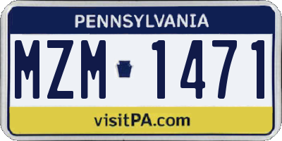 PA license plate MZM1471