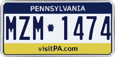 PA license plate MZM1474