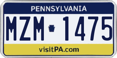 PA license plate MZM1475
