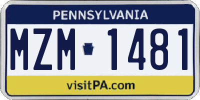 PA license plate MZM1481