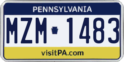 PA license plate MZM1483