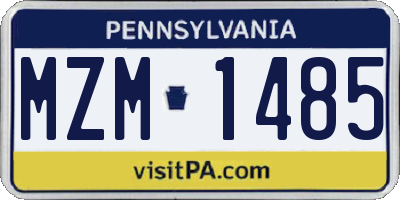 PA license plate MZM1485
