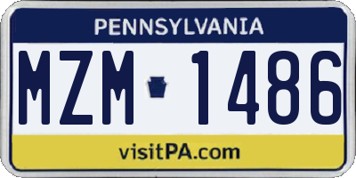 PA license plate MZM1486