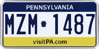 PA license plate MZM1487