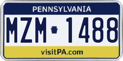 PA license plate MZM1488