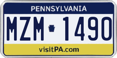 PA license plate MZM1490