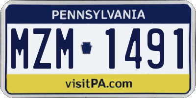 PA license plate MZM1491