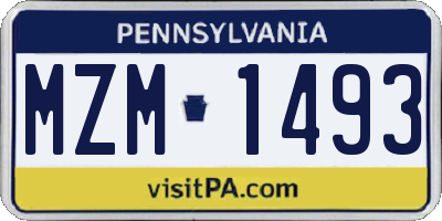 PA license plate MZM1493