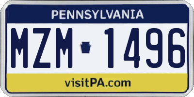 PA license plate MZM1496
