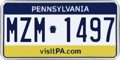 PA license plate MZM1497