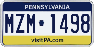PA license plate MZM1498