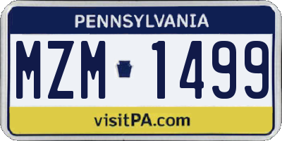 PA license plate MZM1499