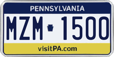 PA license plate MZM1500