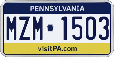 PA license plate MZM1503