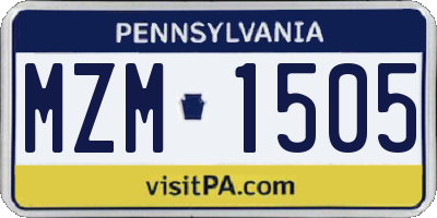 PA license plate MZM1505