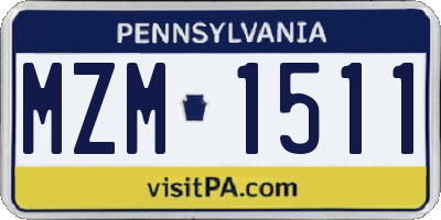 PA license plate MZM1511