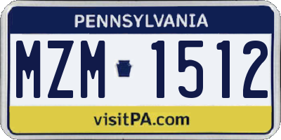 PA license plate MZM1512