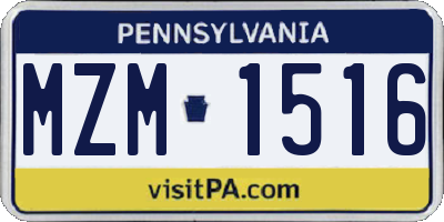 PA license plate MZM1516