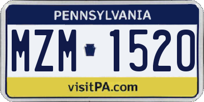 PA license plate MZM1520