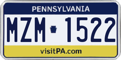 PA license plate MZM1522