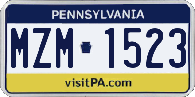 PA license plate MZM1523