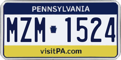 PA license plate MZM1524