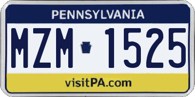 PA license plate MZM1525