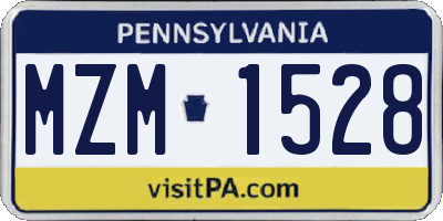 PA license plate MZM1528