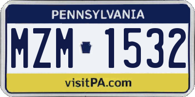 PA license plate MZM1532