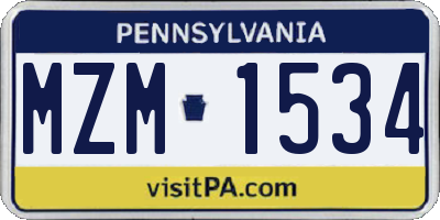 PA license plate MZM1534