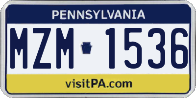 PA license plate MZM1536