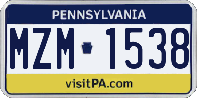 PA license plate MZM1538