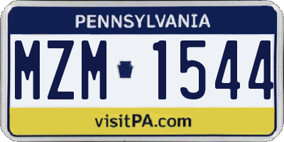 PA license plate MZM1544