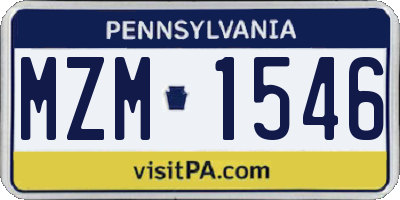 PA license plate MZM1546