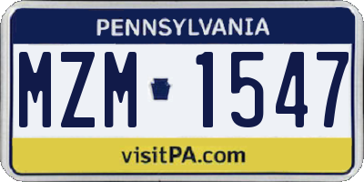 PA license plate MZM1547