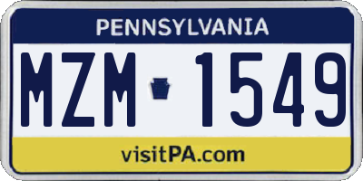 PA license plate MZM1549
