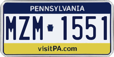 PA license plate MZM1551