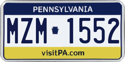 PA license plate MZM1552