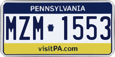 PA license plate MZM1553