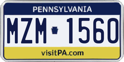 PA license plate MZM1560