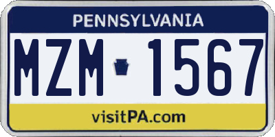 PA license plate MZM1567