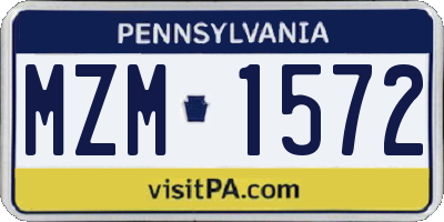 PA license plate MZM1572
