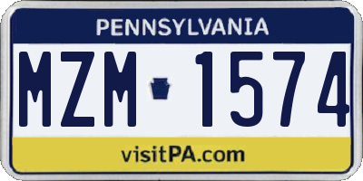 PA license plate MZM1574
