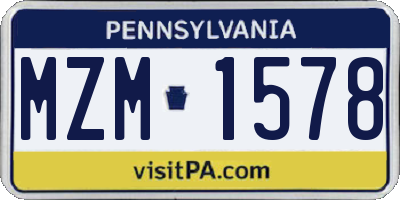 PA license plate MZM1578