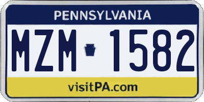PA license plate MZM1582