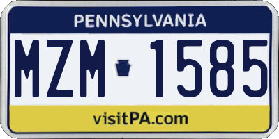 PA license plate MZM1585